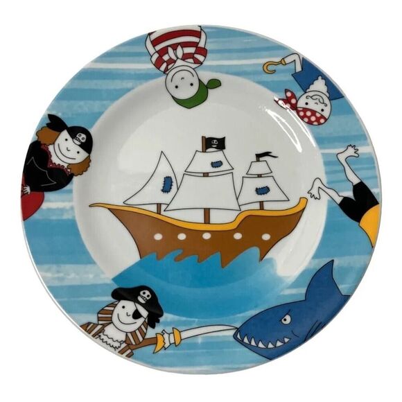 ZarinIran Rare Kids Childrens Breakfast Set Pirate Themed 3 Pieces EUC - Picture 2 of 12